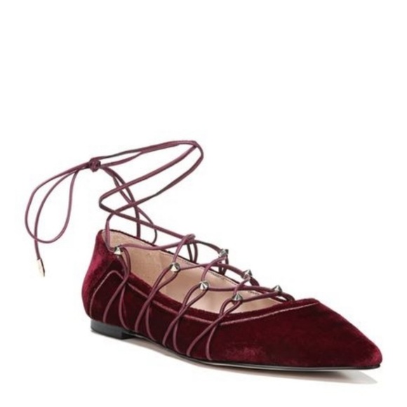 Sam Edelman Rockwell Velvet Lace Up Flats - Picture 2 of 7